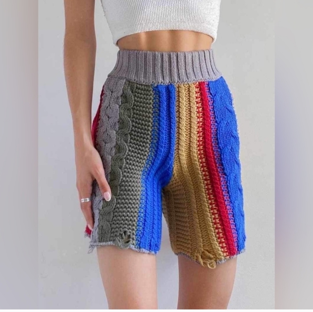 Free People Color Block Knit Women Shorts - Picture 1 of 6